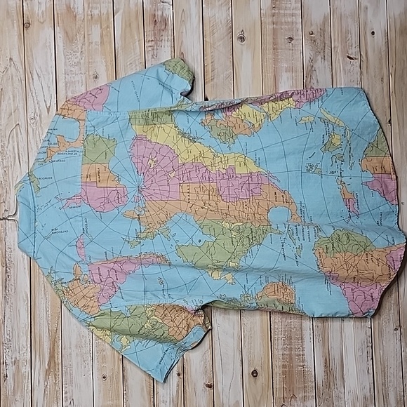 Vintage ZIPCODE 1992 World Map All Over Print Single Stitch Shirt M RARE EUC - Picture 2 of 9